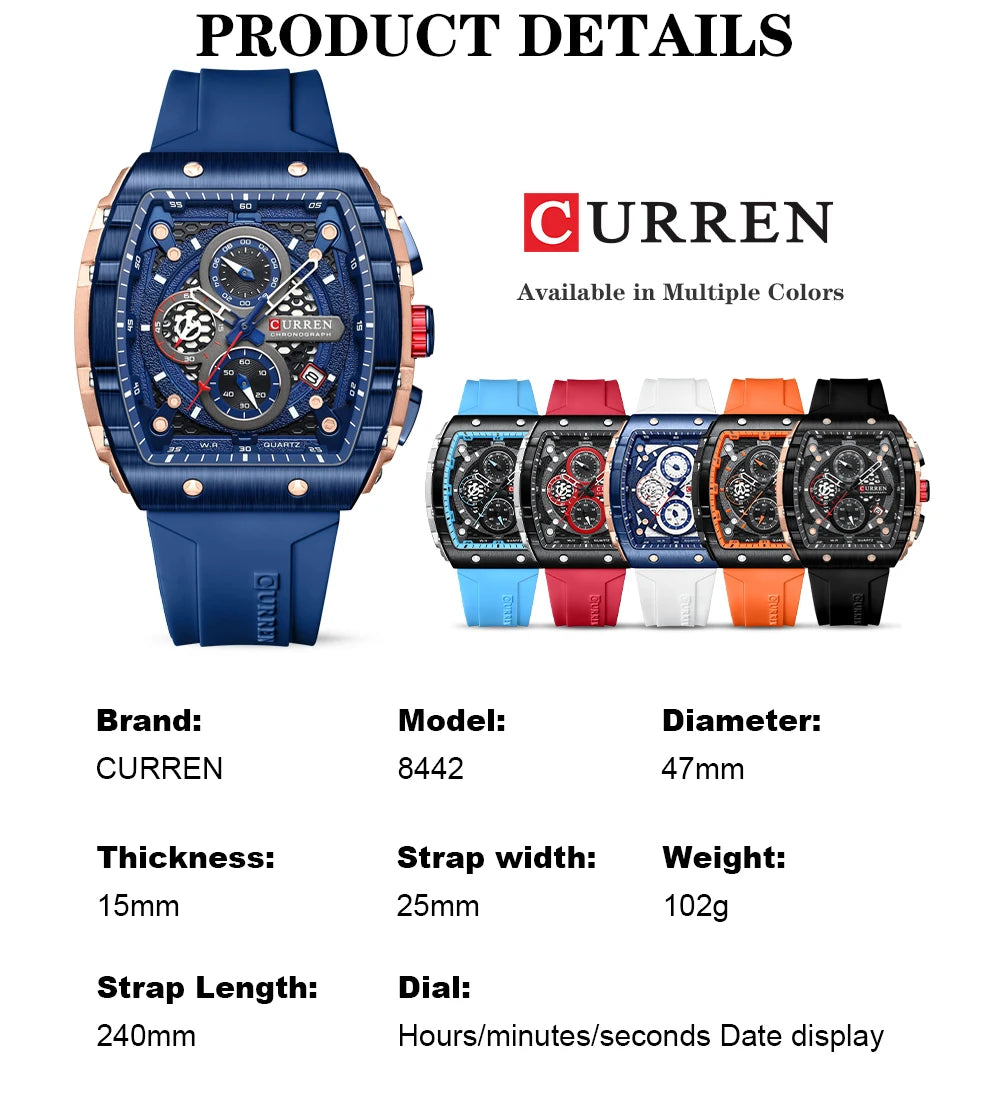 Top Brand Men's Watches | Luxury Square Quartz Wristwatch - FitZone360