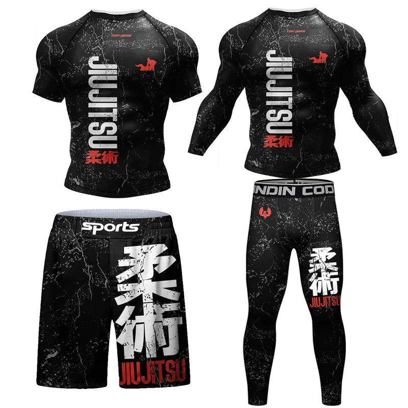 MMA Jiu Jitsu Rashguard & Shorts Set | BJJ Grappling Fightwear - FitZone360