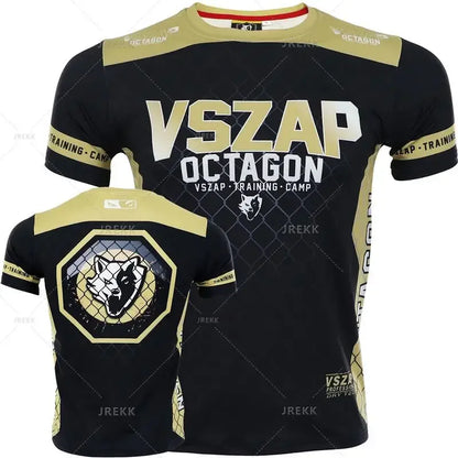 Fashion Muay Thai Sports T-Shirt for Men – Lightweight, Breathable Fitness & Combat Training Tee - FitZone360