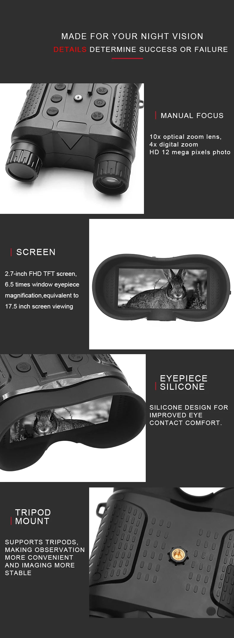 NV8160 1080P Military Digital Infrared Night Vision | Binoculars with Helmet Mount - FitZone360
