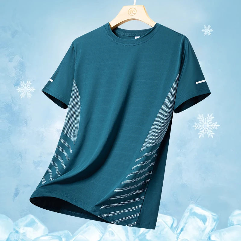 Men's Ice Silk Running T-Shirt | Quick-Dry, Breathable & Reflective Design - FitZone360