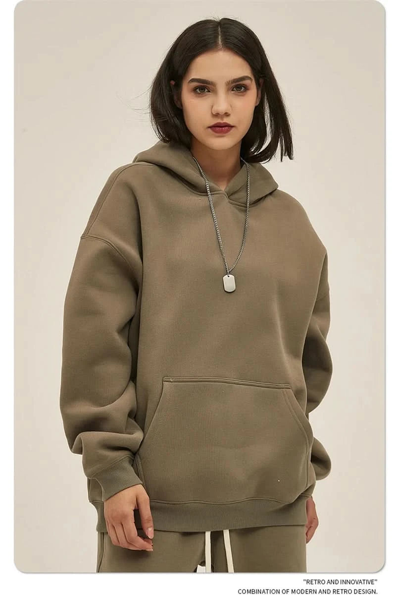 Fleece Hooded Sweatshirt | Unisex Oversized Winter Hoodie Pullover - FitZone360