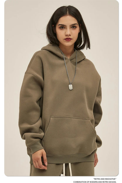 Fleece Hooded Sweatshirt | Unisex Oversized Winter Hoodie Pullover