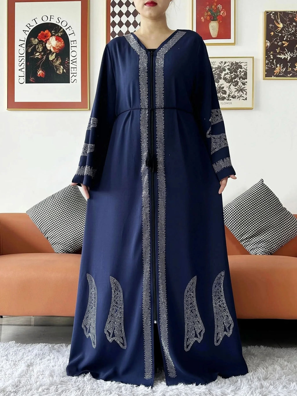 Elegant Chiffon Open Abaya with Zipper | Modest Muslim Women's Dress - FitZone360
