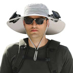 Solar Fan Hat for Camping, Fishing & Hiking | UV Protection Cap - FitZone360