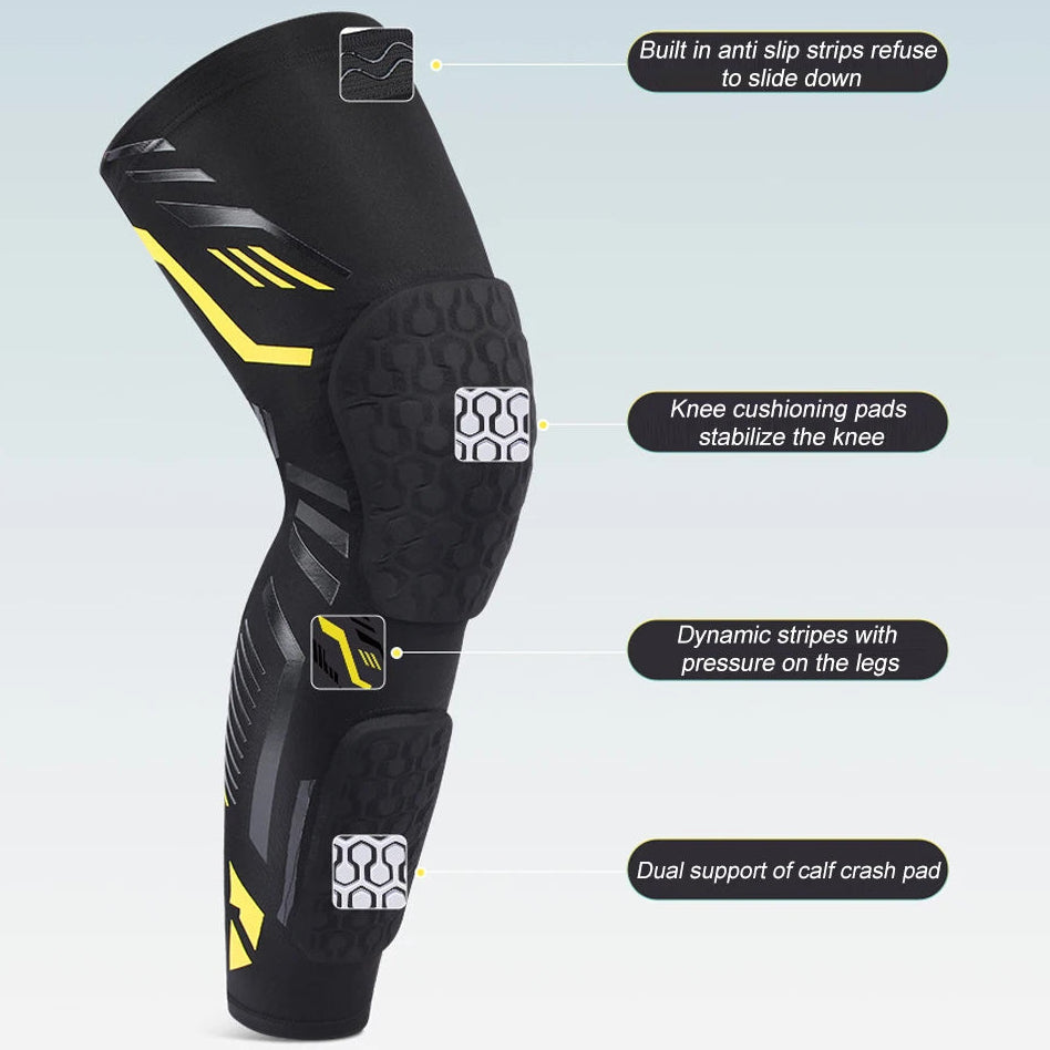 Padded Knee & Shin Compression Sleeve for Muay Thai, MMA & Martial Arts | Impact Protection, Support & Flexibility - FitZone360