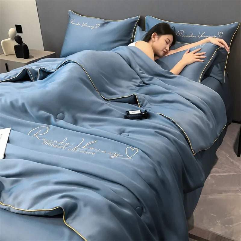 Air Conditioning Blanket | Premium Washable Ice Silk Summer Quilt Set