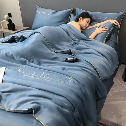 Air Conditioning Blanket | Premium Washable Ice Silk Summer Quilt Set