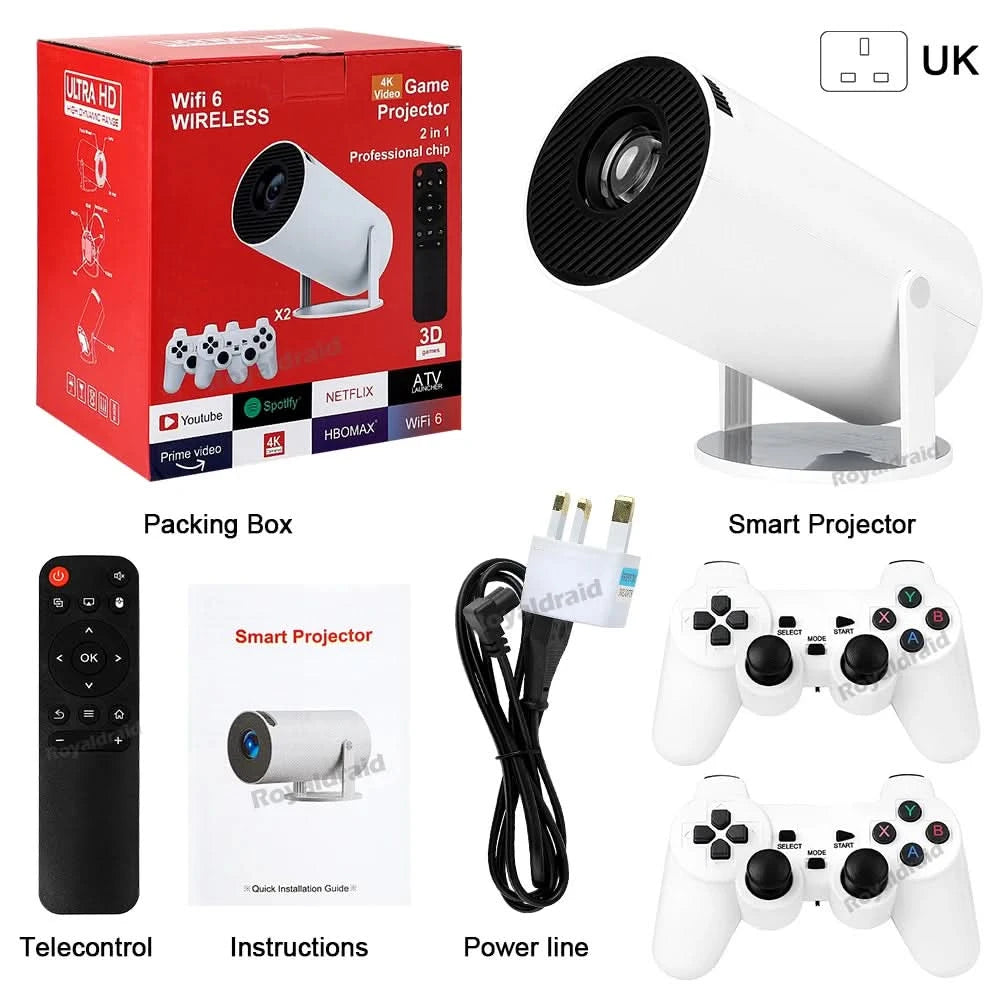 Android 11 P90 MAX Gaming Projector | 19,000+ Retro GAMES | TF Card Support | Wireless Gamepad | Dual WiFi | Portable Home Theater System - FitZone360