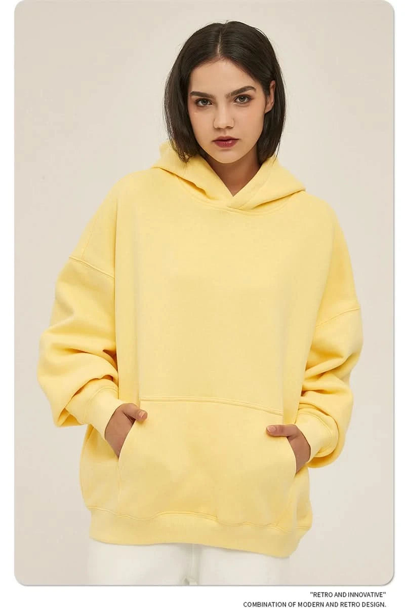 Fleece Hooded Sweatshirt | Unisex Oversized Winter Hoodie Pullover - FitZone360
