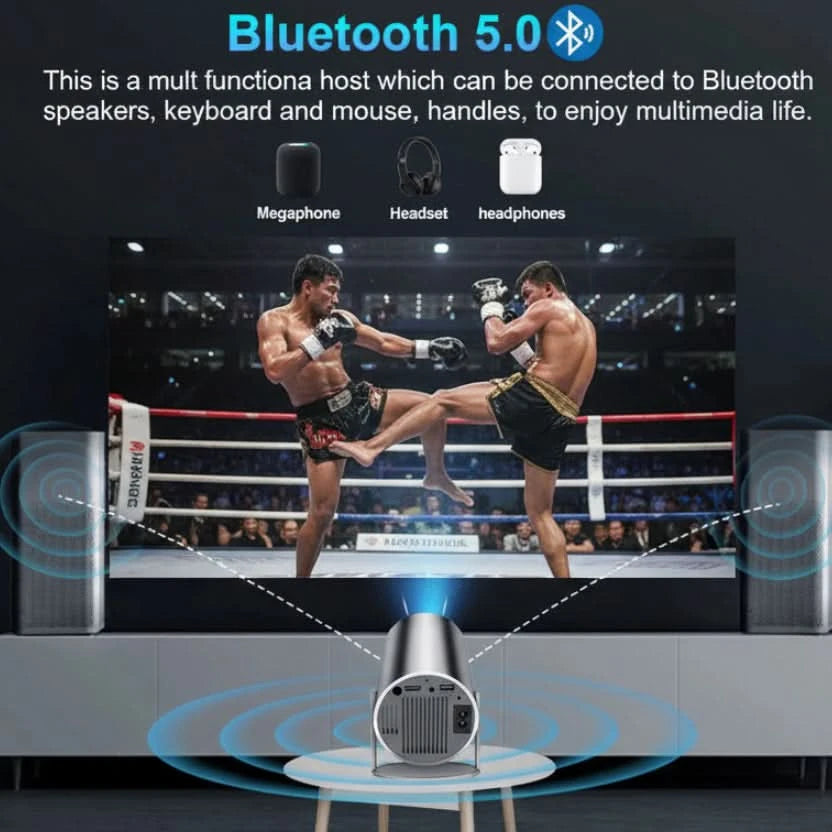 4K Mini Projector | Watch and LEARN From Your Favourite Fighters | 100 inch Screen | HD 1280x720P Android LED Portable Home Cinema - FitZone360