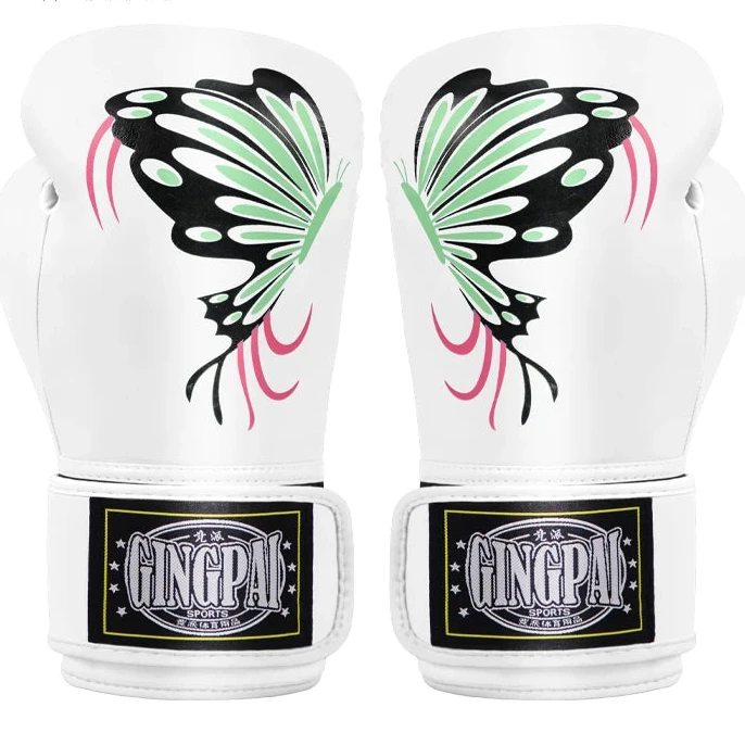 Beautiful Pink & White Butterfly Boxing Gloves | Best Quality-Premium Muay Thai, Kickboxing Gloves - FitZone360