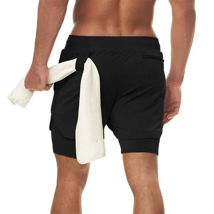 Men's 2-in-1 Camo Gym Running Shorts | Quick Dry, Summer Workout Activewear - FitZone360