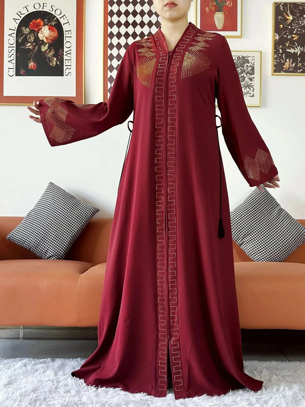 Elegant Chiffon Open Abaya with Zipper | Modest Muslim Women's Dress - FitZone360