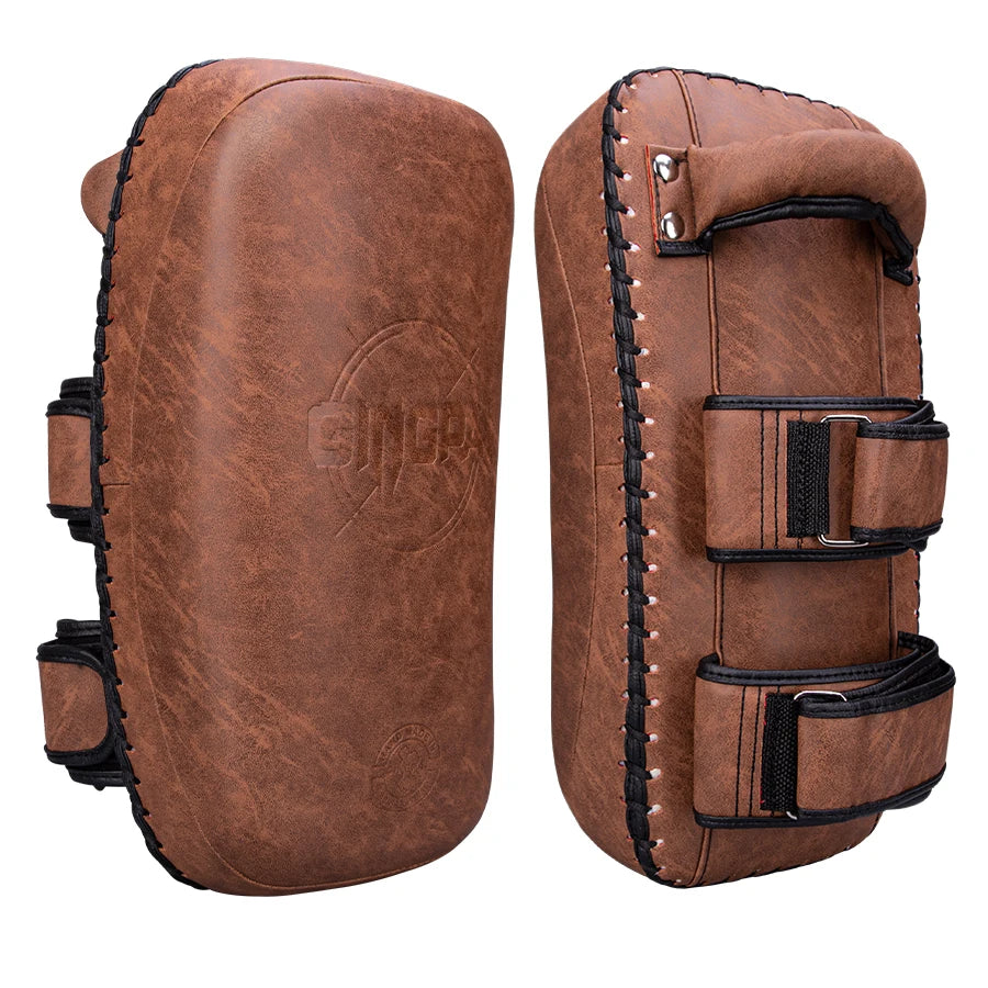 Vintage Brown Muay Thai Kick Pads | Thai Pads for MMA, Kickboxing & Striking - FitZone360