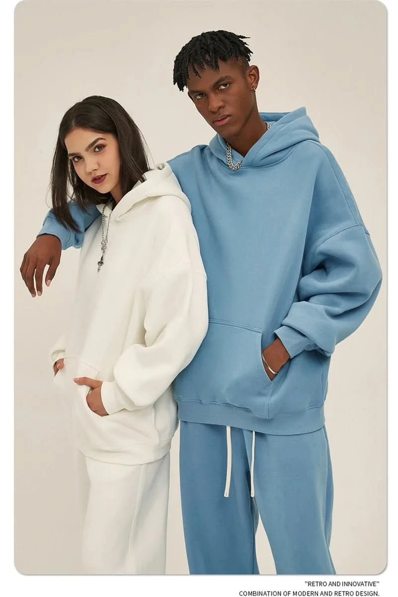 Fleece Hooded Sweatshirt | Unisex Oversized Winter Hoodie Pullover - FitZone360