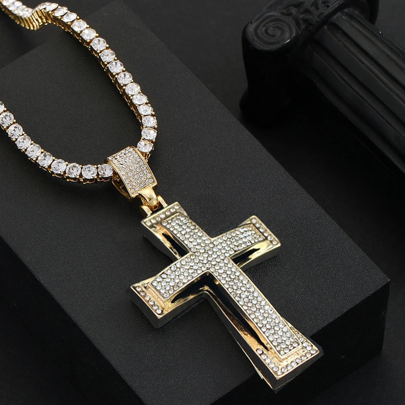 Luxe Cross Pendant | Gold Tone & Crystal - FitZone360
