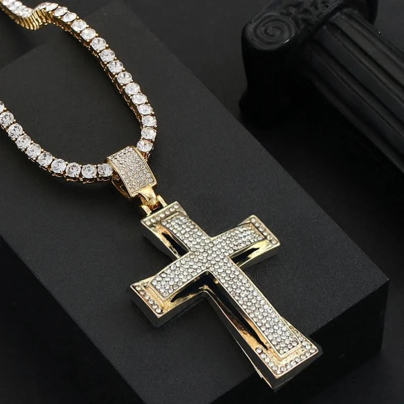 Luxe Cross Pendant | Gold Tone & Crystal - FitZone360