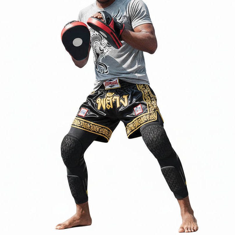 Padded Knee & Shin Compression Sleeve for Muay Thai, MMA & Martial Arts | Impact Protection, Support & Flexibility - FitZone360