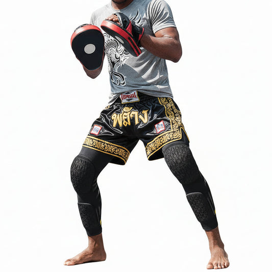 Padded Knee & Shin Compression Sleeve for Muay Thai, MMA & Martial Arts | Impact Protection, Support & Flexibility