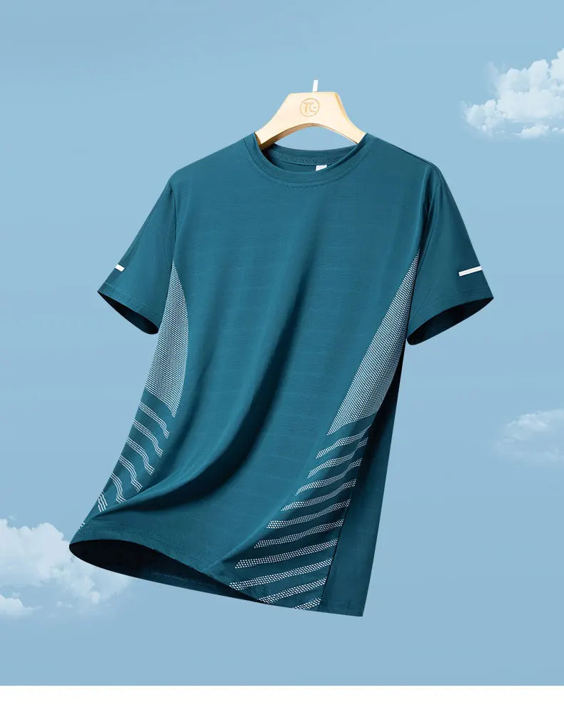 Men's Ice Silk Running T-Shirt | Quick-Dry, Breathable & Reflective Design - FitZone360