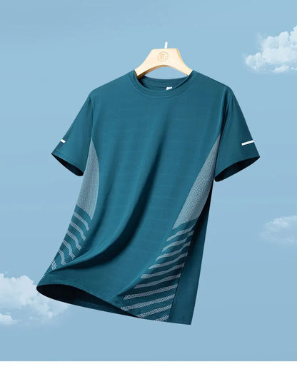 Men's Ice Silk Running T-Shirt | Quick-Dry, Breathable & Reflective Design - FitZone360