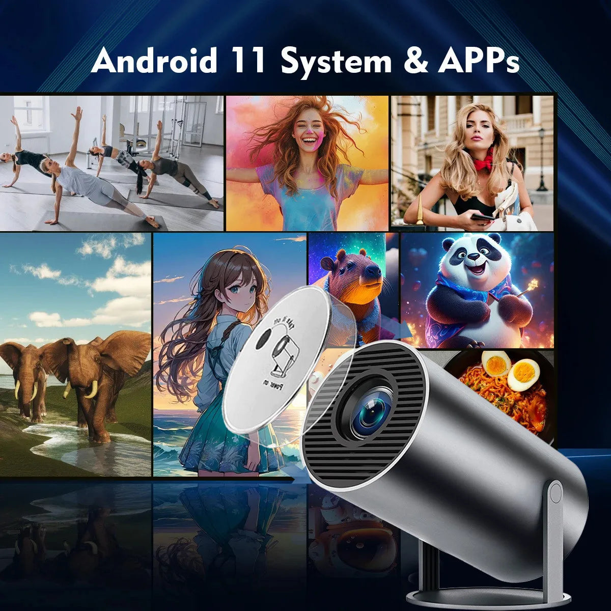 DITONG HY300 Plus 4K Mini Projector | HD 1280x720P Android LED Portable Home Cinema for Phone & Movie Streaming - FitZone360