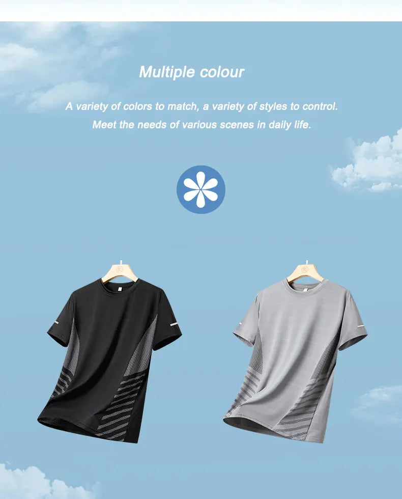 Men's Ice Silk Running T-Shirt | Quick-Dry, Breathable & Reflective Design - FitZone360
