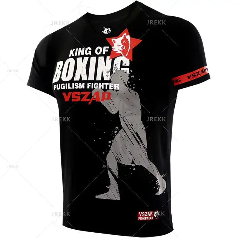 Fashion Muay Thai Sports T-Shirt for Men – Lightweight, Breathable Fitness & Combat Training Tee - FitZone360