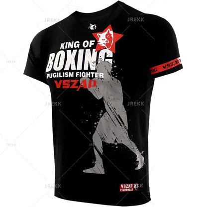 Fashion Muay Thai Sports T-Shirt for Men – Lightweight, Breathable Fitness & Combat Training Tee - FitZone360