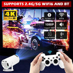 Android 11 P90 MAX Gaming Projector | 19,000+ Retro GAMES | TF Card Support | Wireless Gamepad | Dual WiFi | Portable Home Theater System - FitZone360