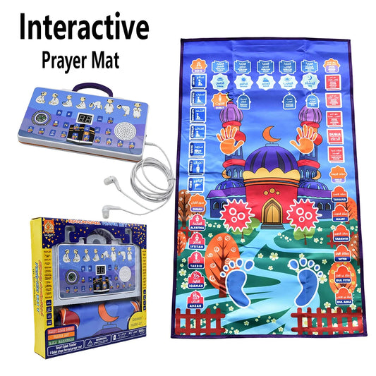 Interactive Talking Prayer Mat for Kids | Educational Muslim Salah Rug with Compass | Islamic Electronic Worship Gift - FitZone360
