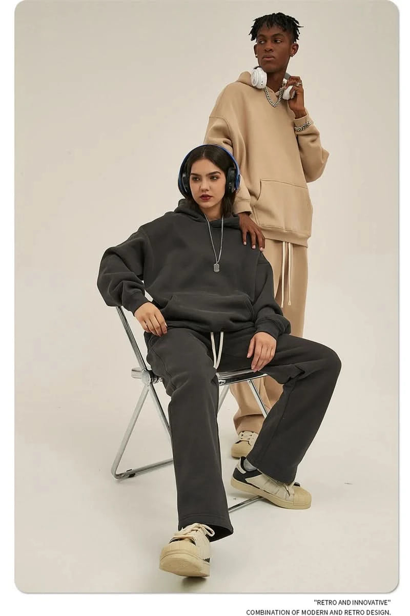 Fleece Hooded Sweatshirt | Unisex Oversized Winter Hoodie Pullover - FitZone360