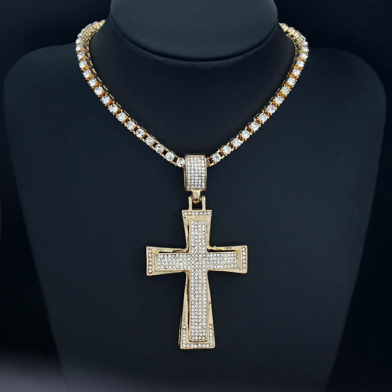 Luxe Cross Pendant | Gold Tone & Crystal - FitZone360