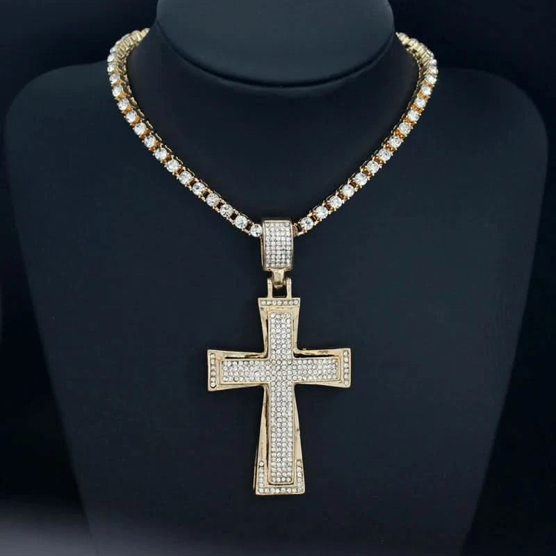 Luxe Cross Pendant | Gold Tone & Crystal - FitZone360