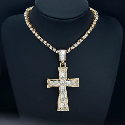 Luxe Cross Pendant | Gold Tone & Crystal - FitZone360