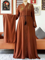 Elegant Chiffon Open Abaya with Zipper | Modest Muslim Women's Dress - FitZone360