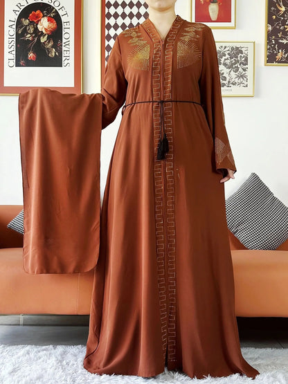 Elegant Chiffon Open Abaya with Zipper | Modest Muslim Women's Dress