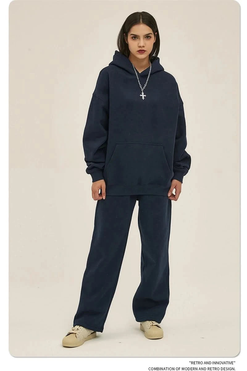 Fleece Hooded Sweatshirt | Unisex Oversized Winter Hoodie Pullover - FitZone360