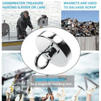 Heavy-Duty Neodymium Salvage Magnet | Strong Fishing Magnet with Ring Eyebolt for Deep Sea Treasure Fishing - FitZone360