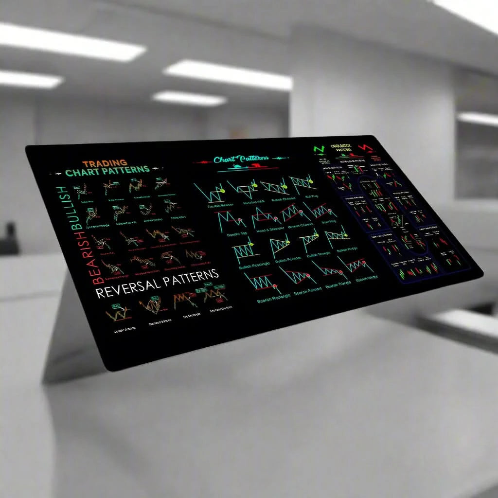 Chart Pattern Mouse Pad | Candlestick Art Desk Pad for Crypto Traders, Investors | Bitcoin, PEPE & Forex Enthusiasts - FitZone360