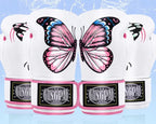 Beautiful Pink & White Butterfly Boxing Gloves | Best Quality-Premium Muay Thai, Kickboxing Gloves - FitZone360