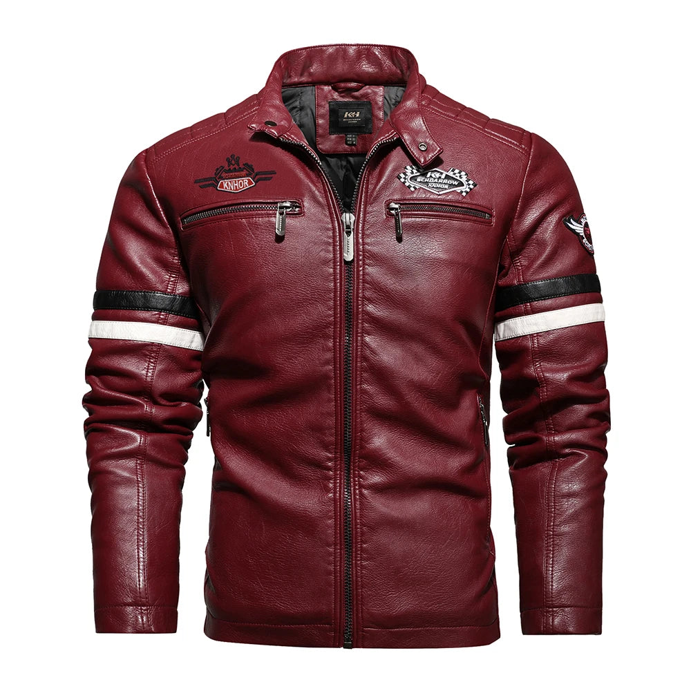 Men’s Vintage Motorcycle Jacket | Embroidered Biker Bomber Coat