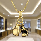 Vintage Boxing Gloves | Titanium Gold Plated Necklace - FitZone360