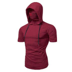 Men’s Gym Hoodie with Mask | Short Sleeve Workout Top - FitZone360
