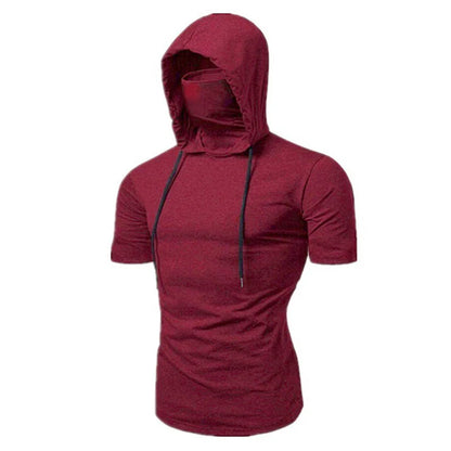 Men’s Gym Hoodie with Mask | Short Sleeve Workout Top - FitZone360