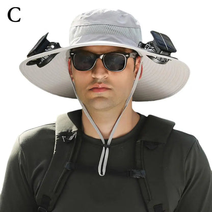Solar Fan Hat for Camping, Fishing & Hiking | UV Protection Cap - FitZone360