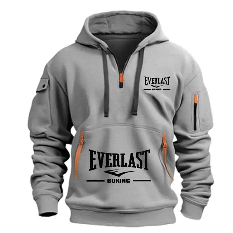 Title: Everlast Boxing Hoodie – Men’s Multi-Pocket Half-Zip Sports Pullover