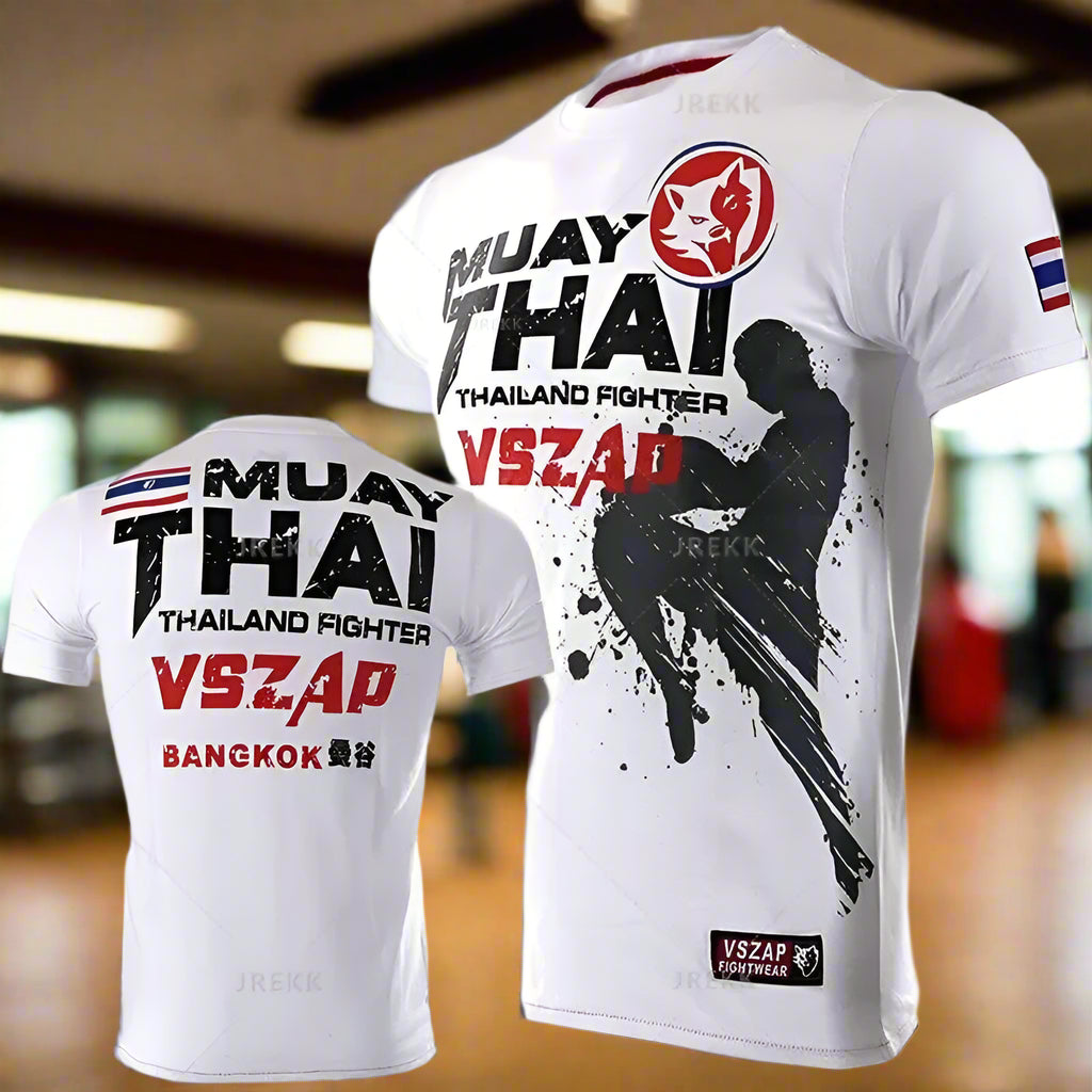 Fashion Muay Thai Sports T-Shirt for Men – Lightweight, Breathable Fitness & Combat Training Tee - FitZone360