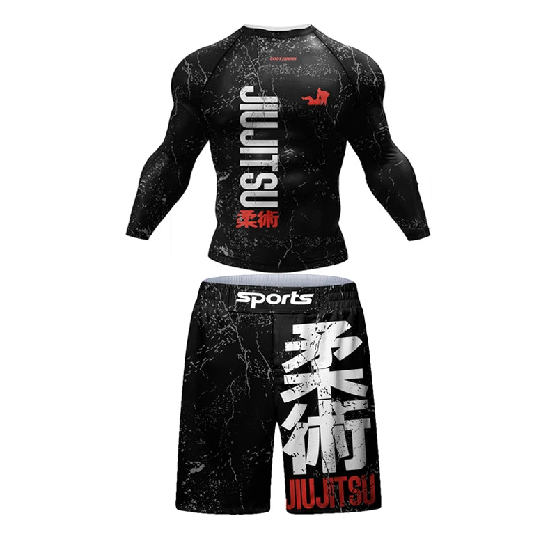 MMA Jiu Jitsu Rashguard & Shorts Set | BJJ Grappling Fightwear - FitZone360